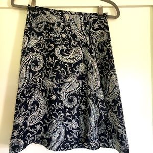 Talbots blue, paisley skirt. Size 2